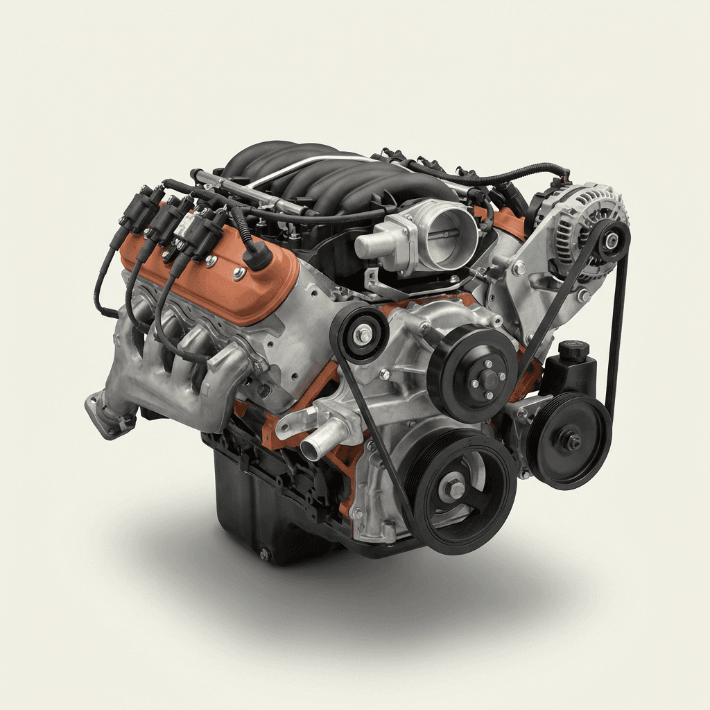 Pushrod V8 Engine - Orange Valve Cover Assembly