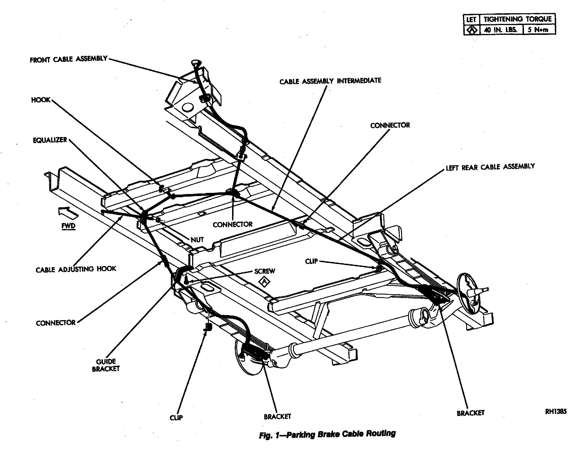 Factory diagram — Parking Brake Cable