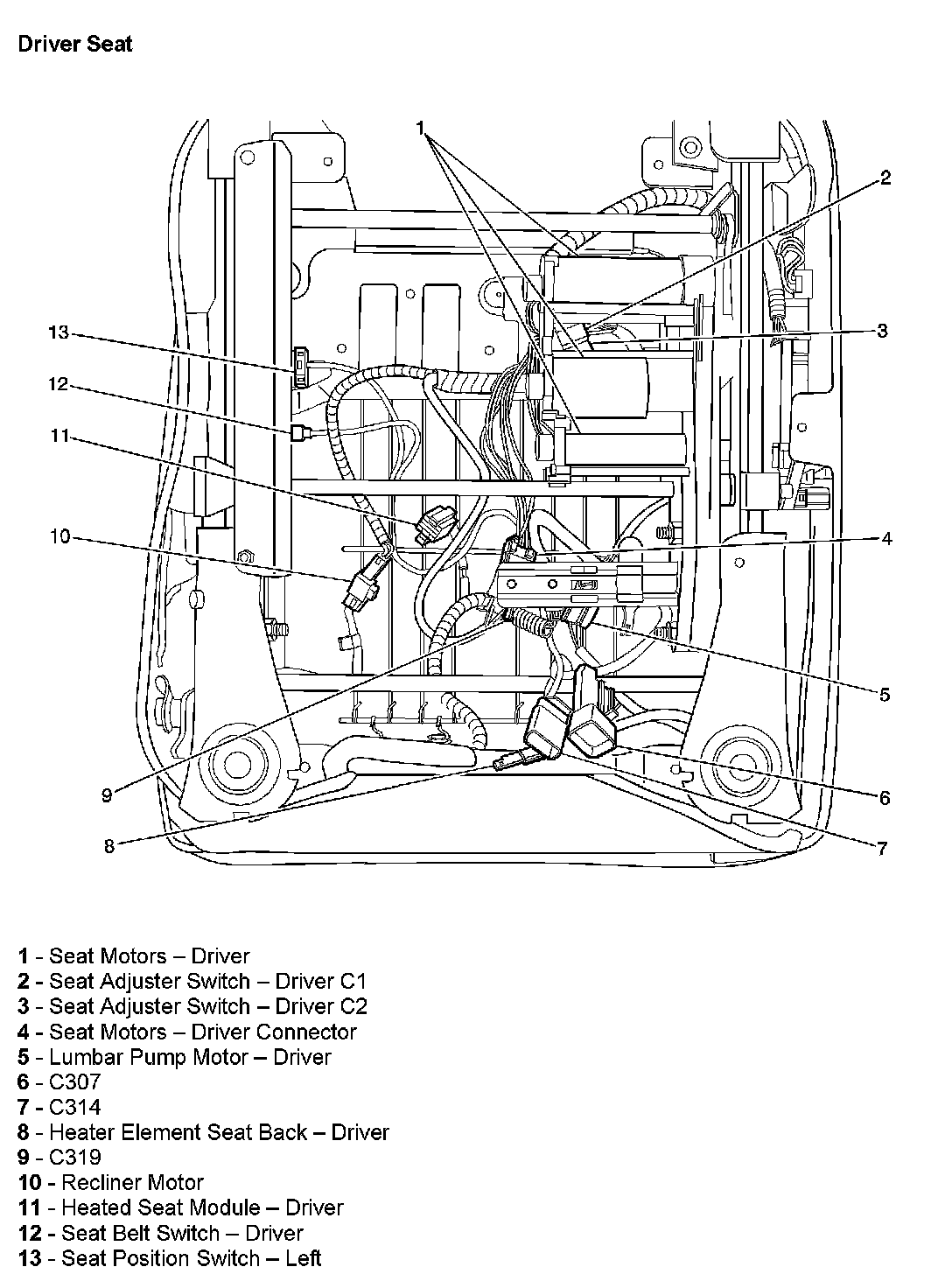 Factory diagram — Power Seat Switch