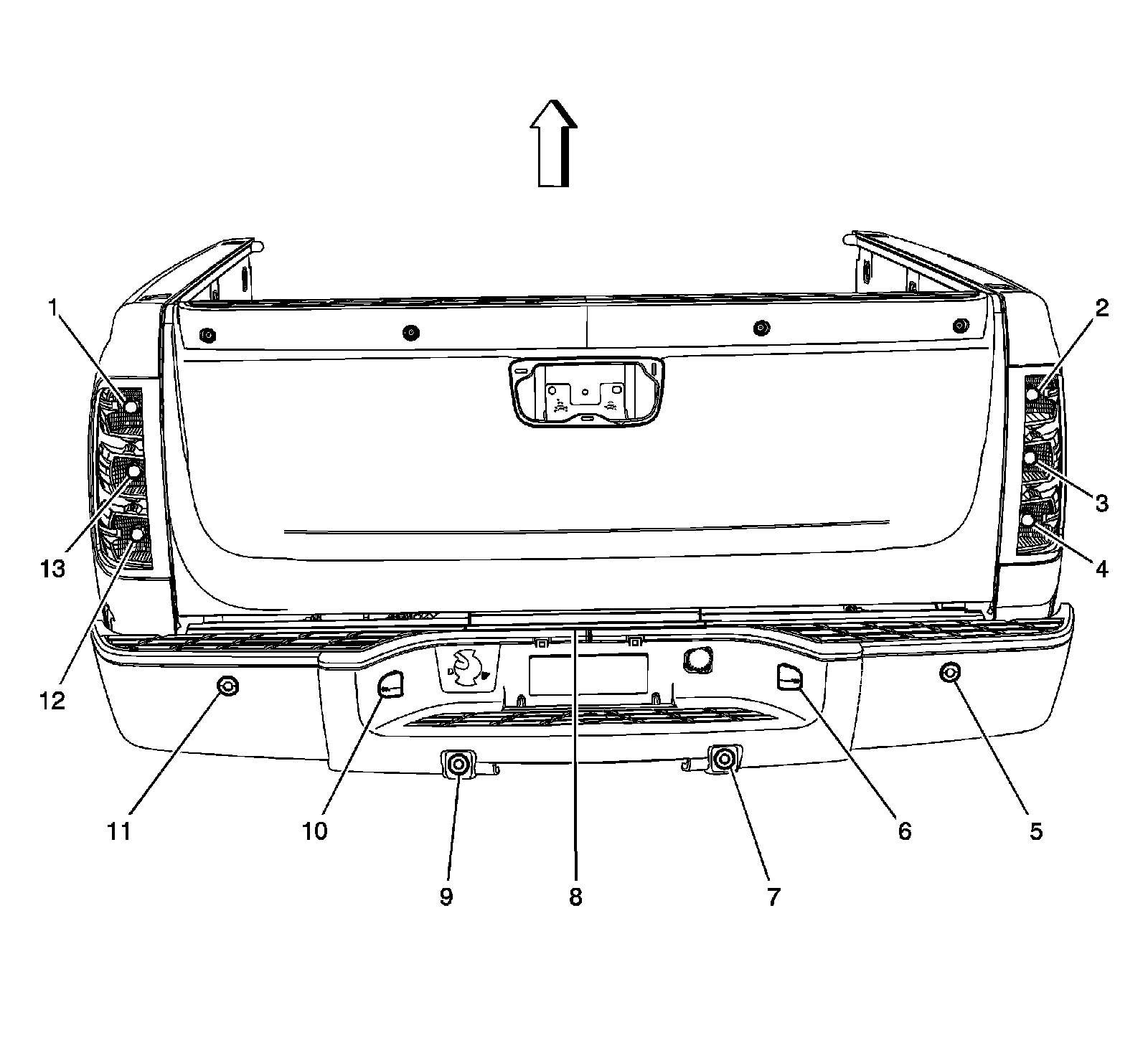 Factory diagram — Object Alarm Sensor - Right Rear Corner (UD7)