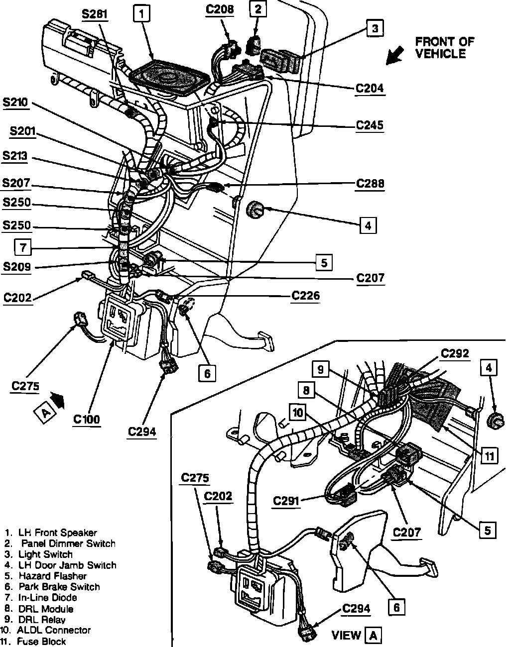 Factory diagram — Headlamp Switch