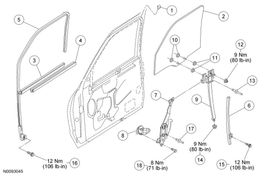 Factory diagram — Front Door Window Regulator