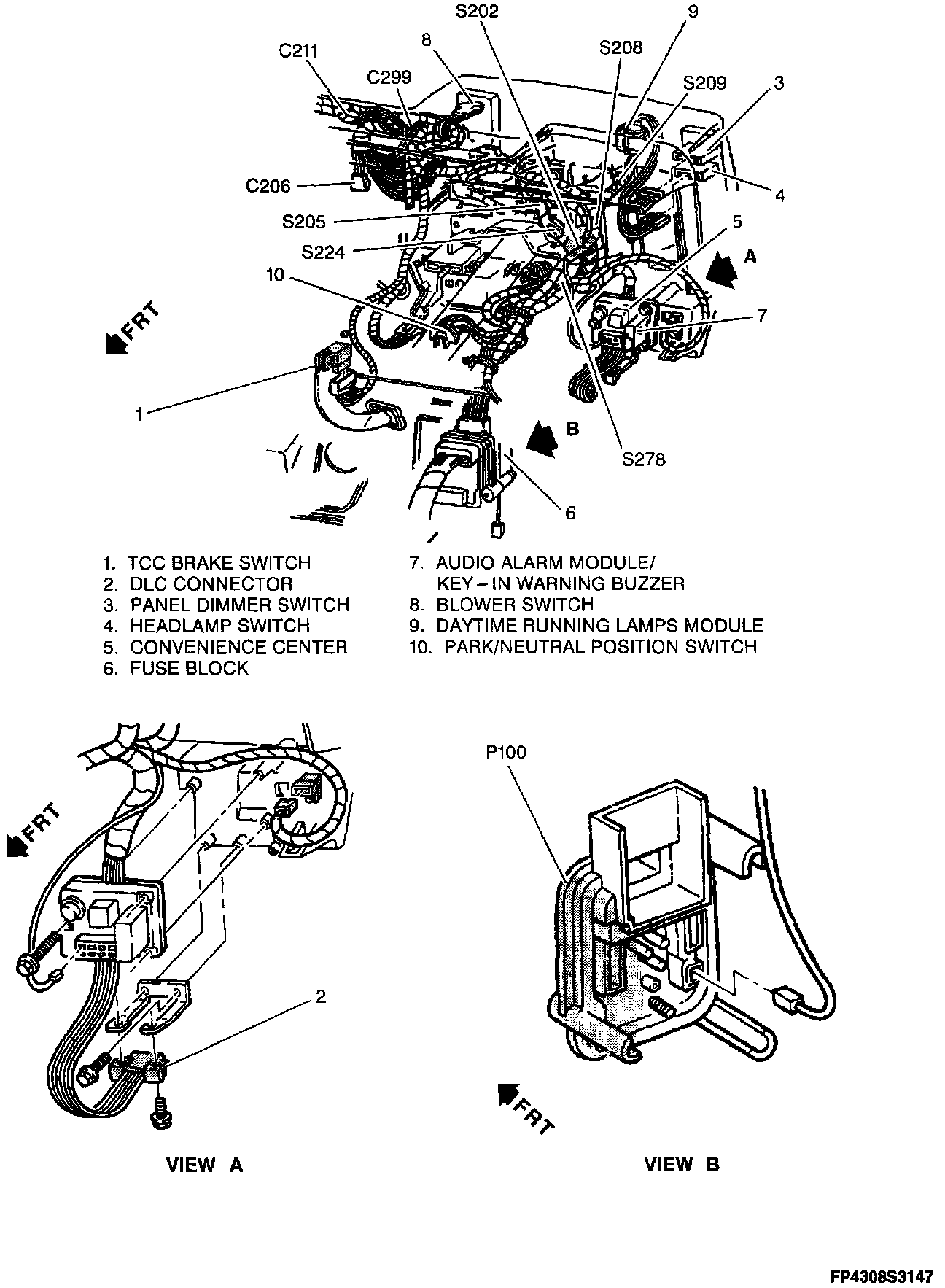 Factory diagram — Headlamp Switch