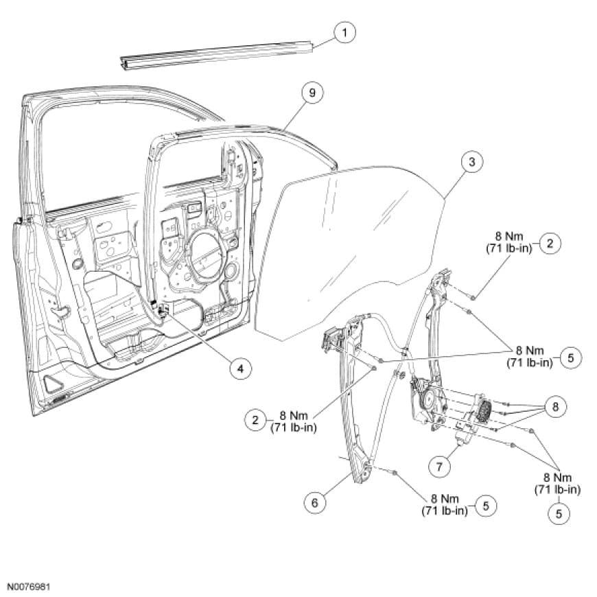 Factory diagram — Front Door Window Regulator