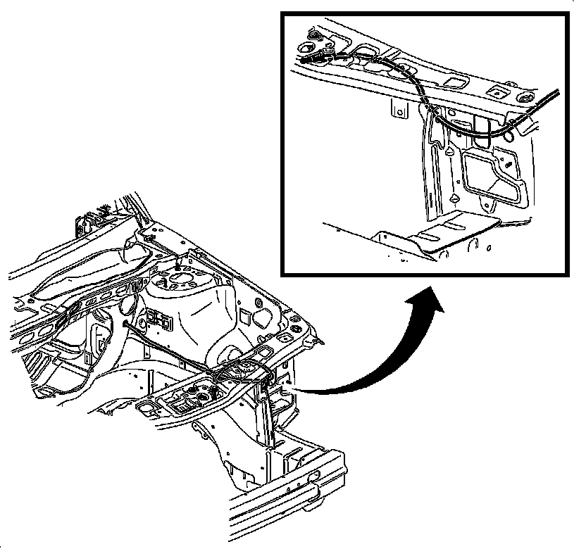 Factory diagram — Hood Latch Release Cable
