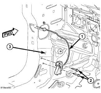 Factory diagram — Hood Latch Release Cable