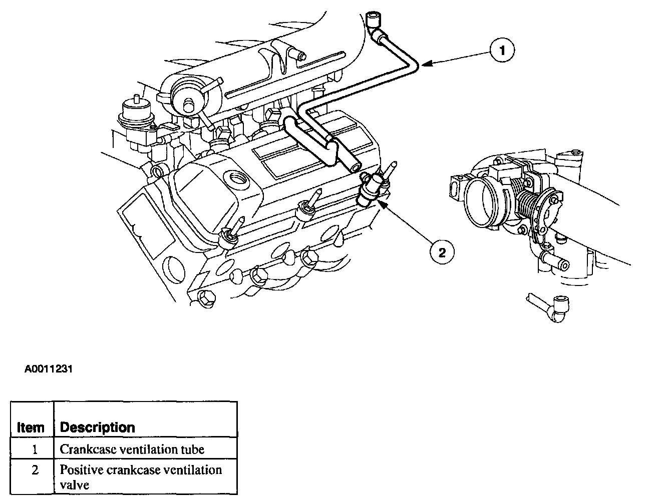 Factory diagram — Positive Crankcase Ventilation Valve