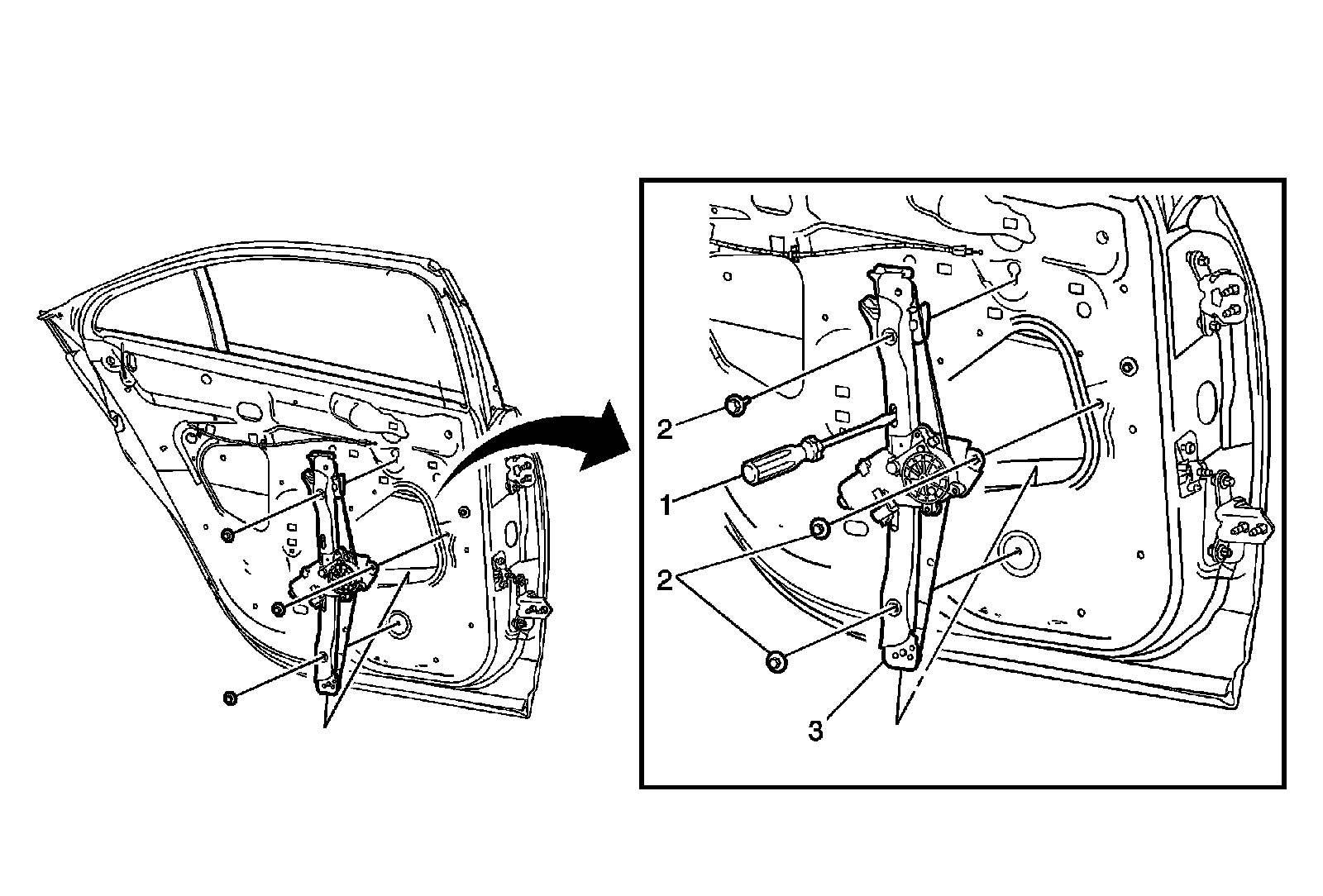 Factory diagram — Rear Door Window Regulator