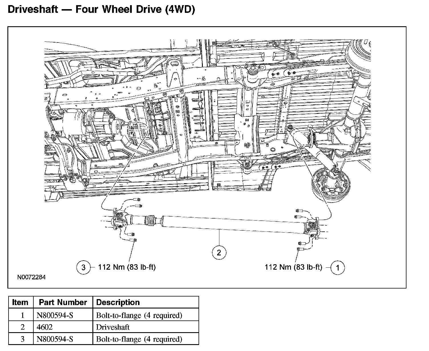 Factory diagram — Drive/Propeller Shaft