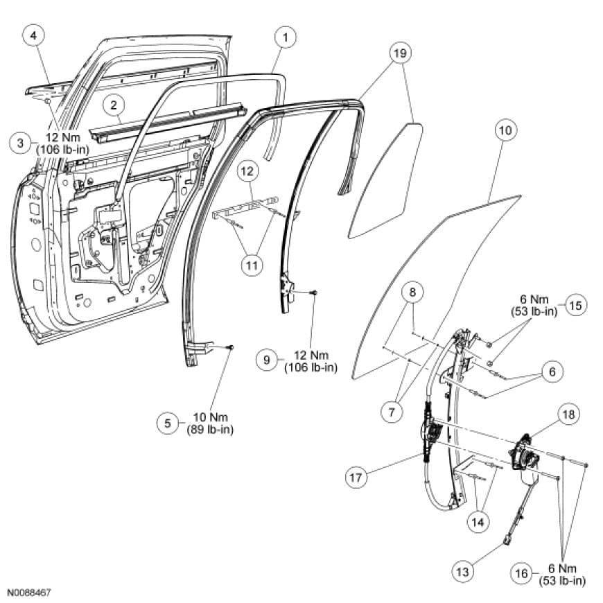 Factory diagram — Rear Door Window Motor