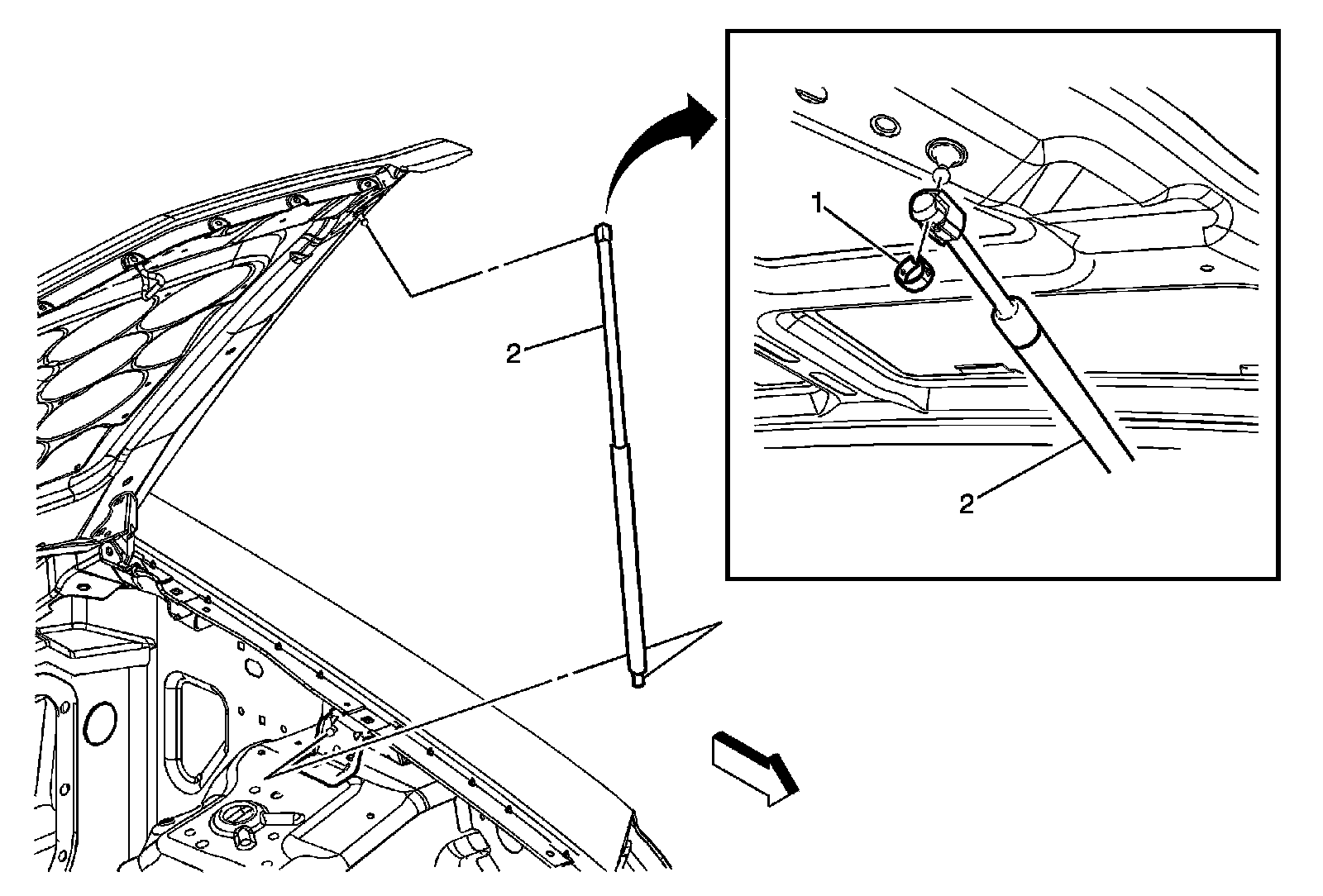 Factory diagram — Hood Shock / Support