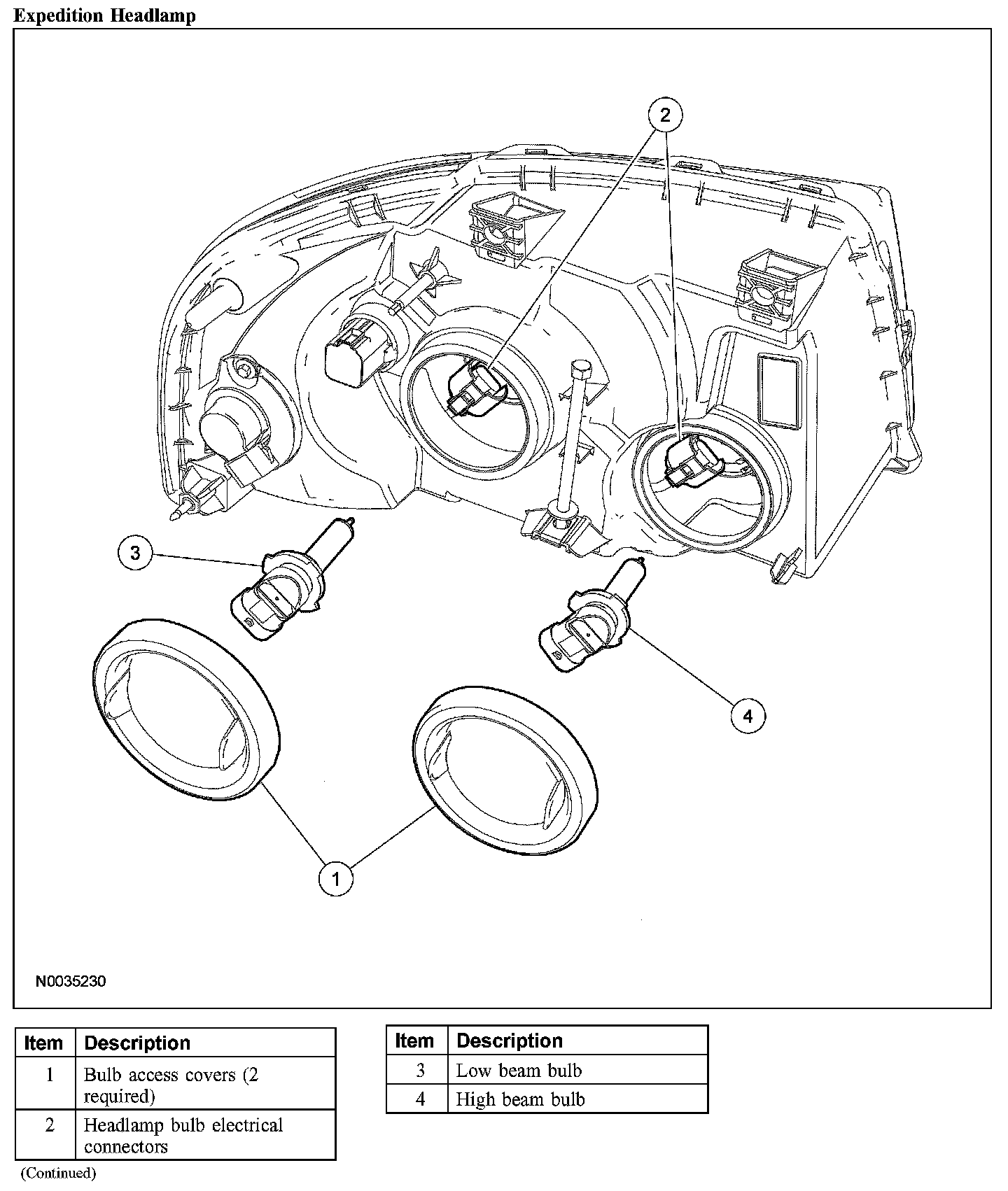 Factory diagram — Headlamp Bulb