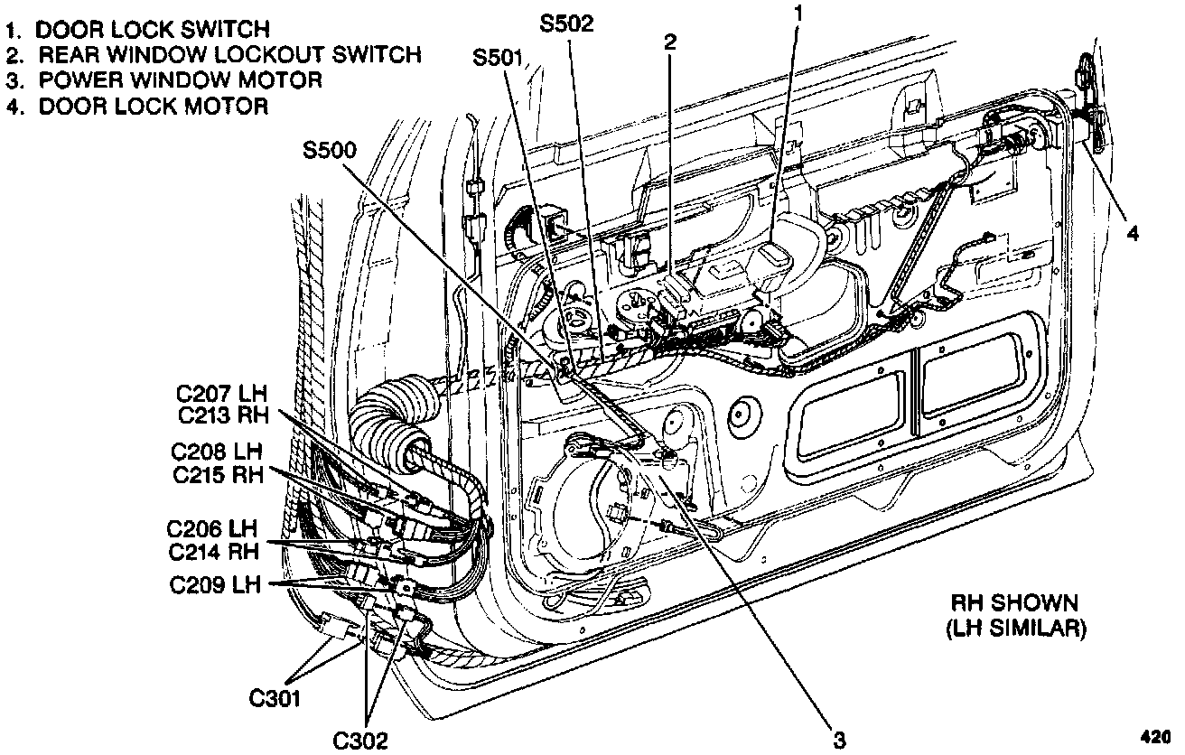 Factory diagram — Power Door Lock Switch