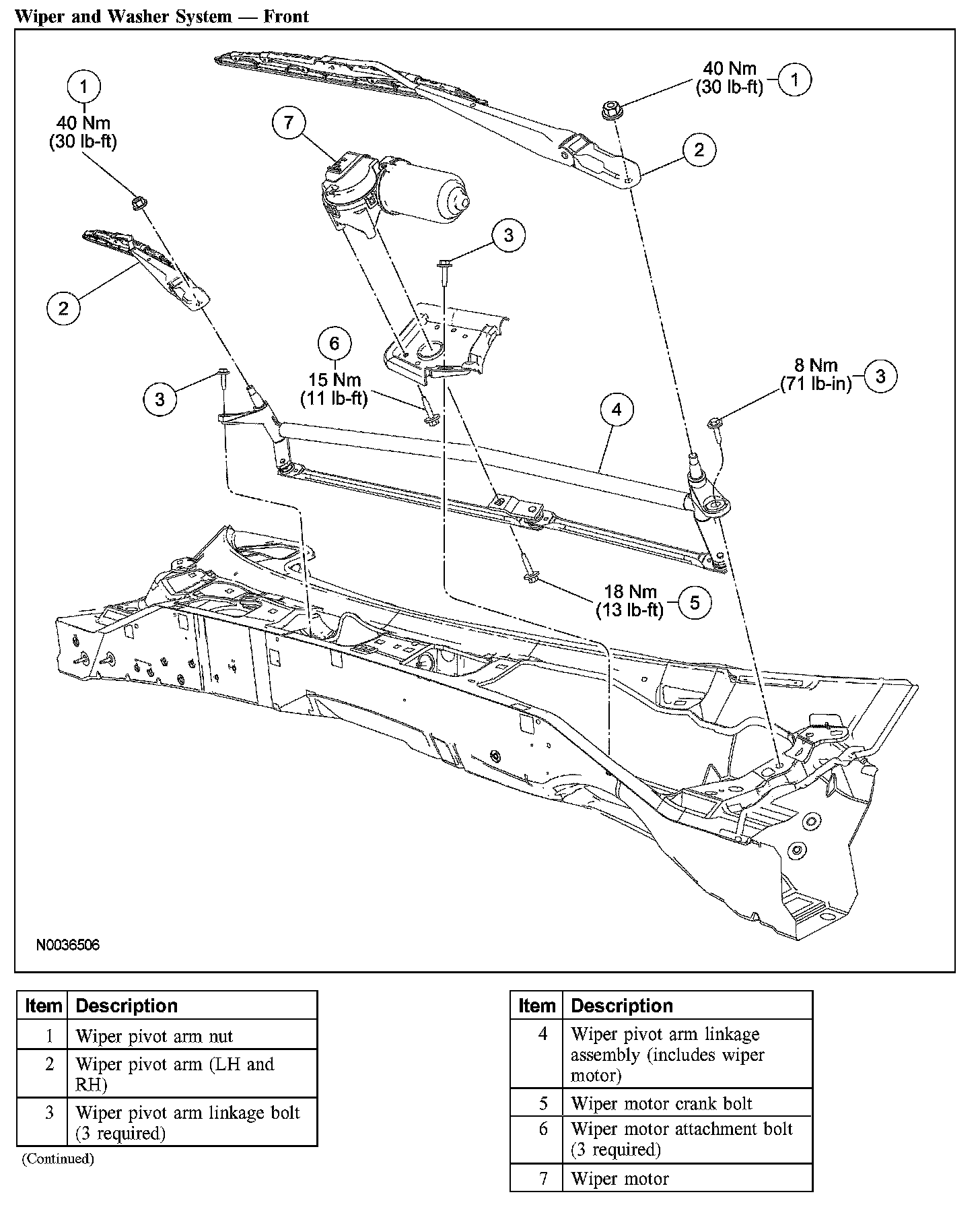 Factory diagram — Wiper Arm