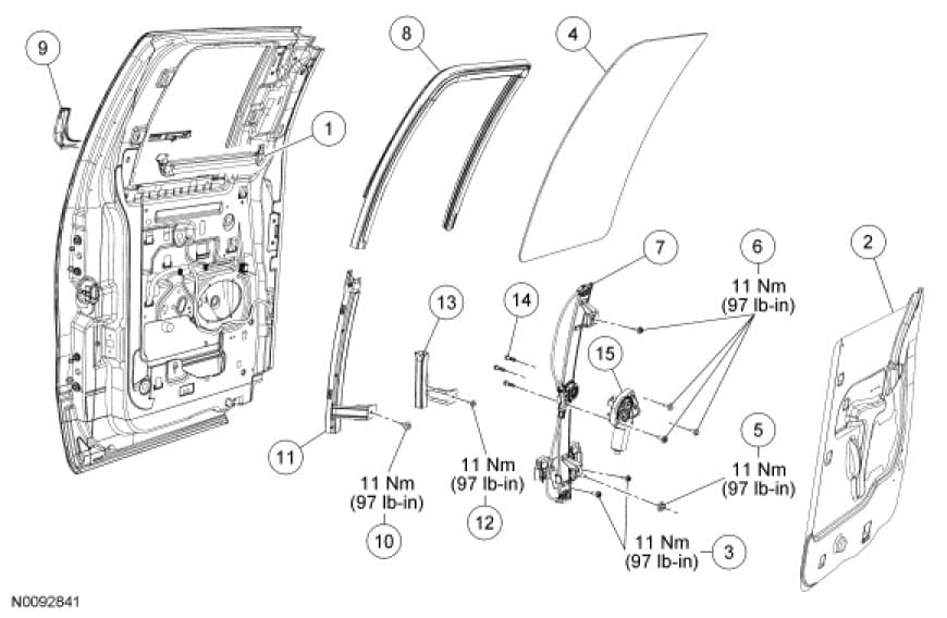 Factory diagram — Rear Door Window Regulator