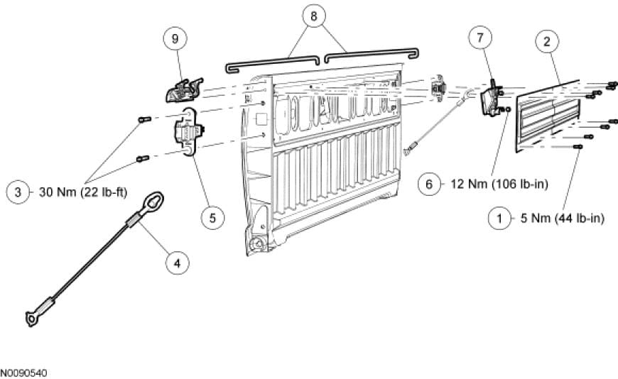 Factory diagram — Tailgate Latch