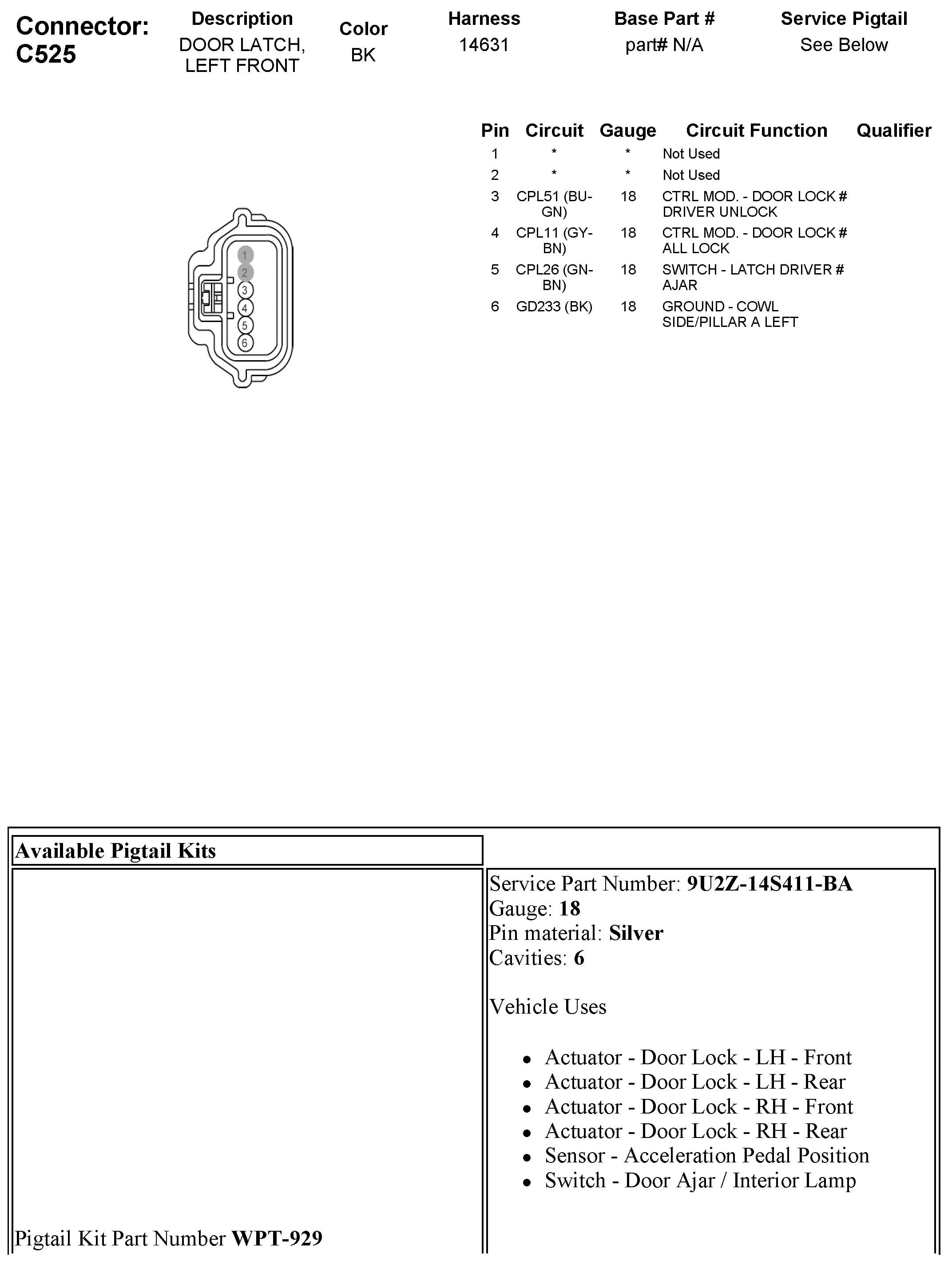 Factory diagram — Power Door Lock Actuator