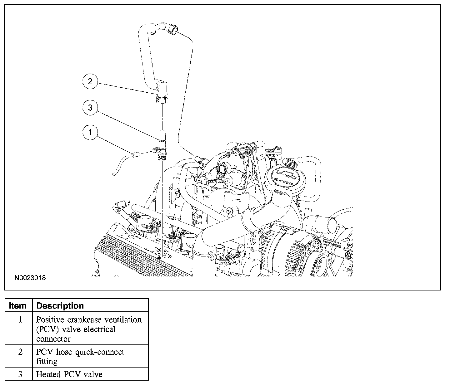 Factory diagram — Positive Crankcase Ventilation Valve