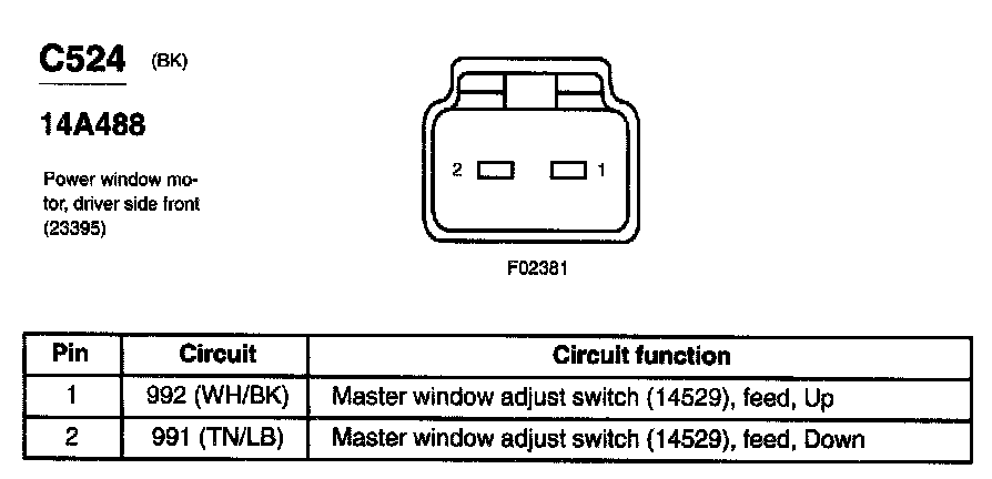 Factory diagram — Front Door Window Motor