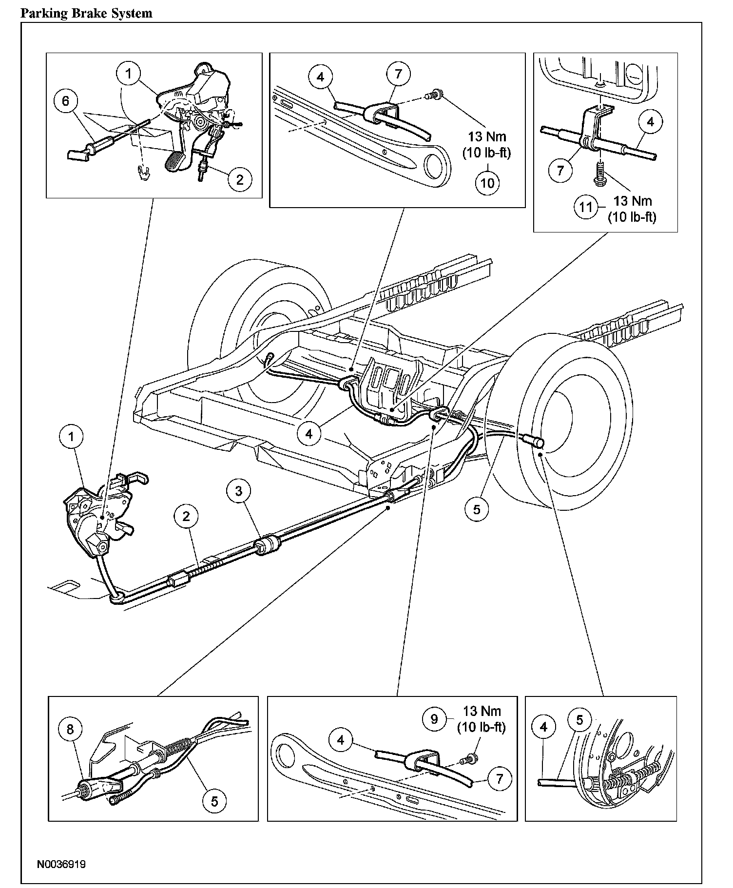 Factory diagram — Parking Brake Cable