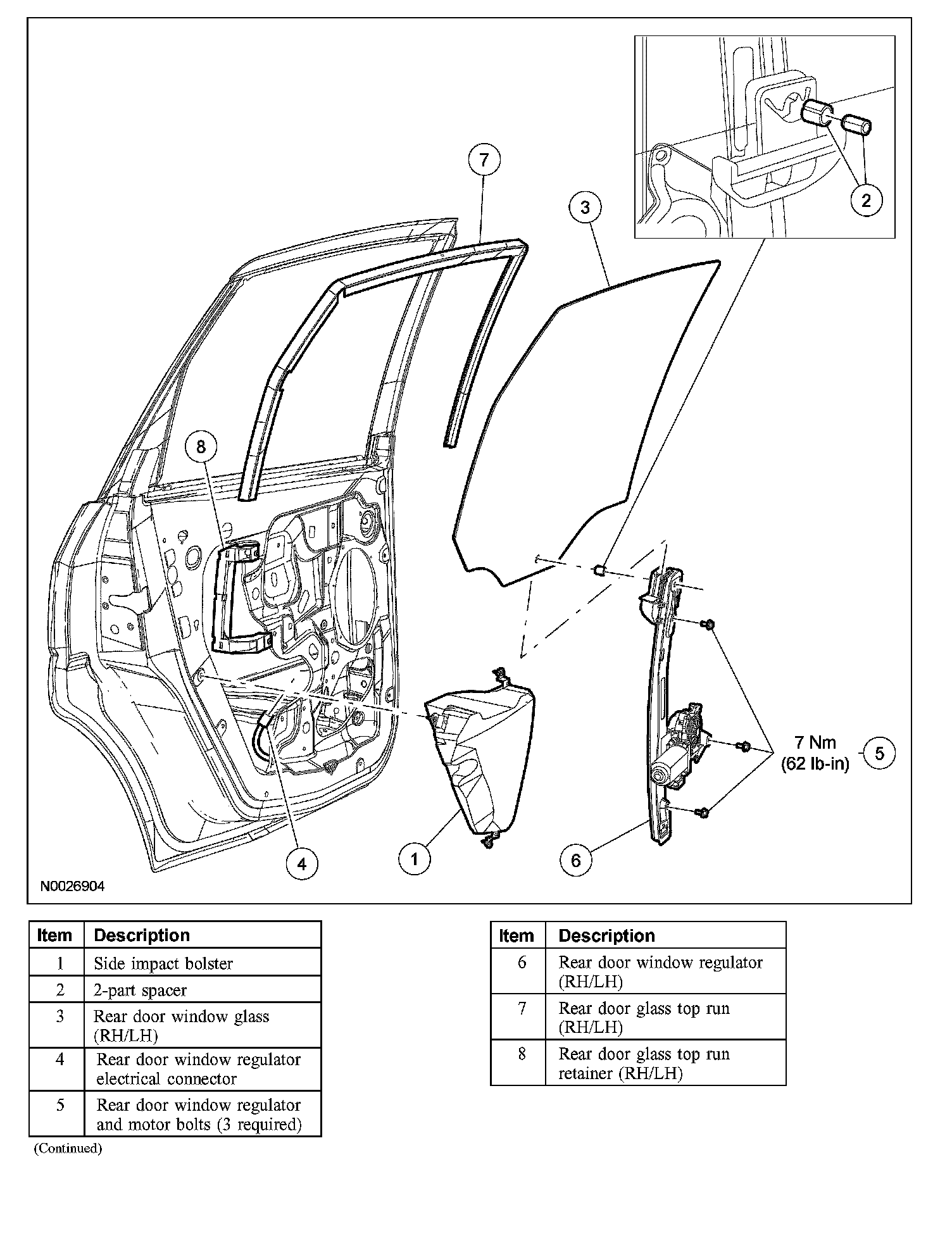Factory diagram — Rear Door Window Regulator