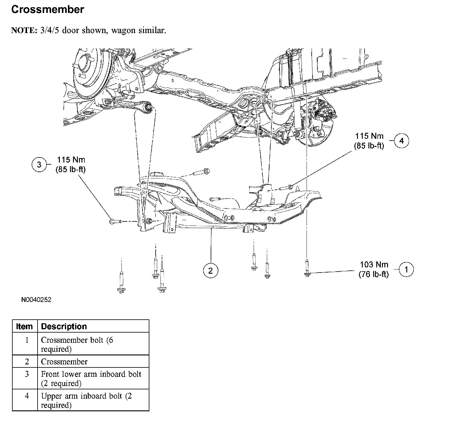 Factory diagram — Rear Cross-Member