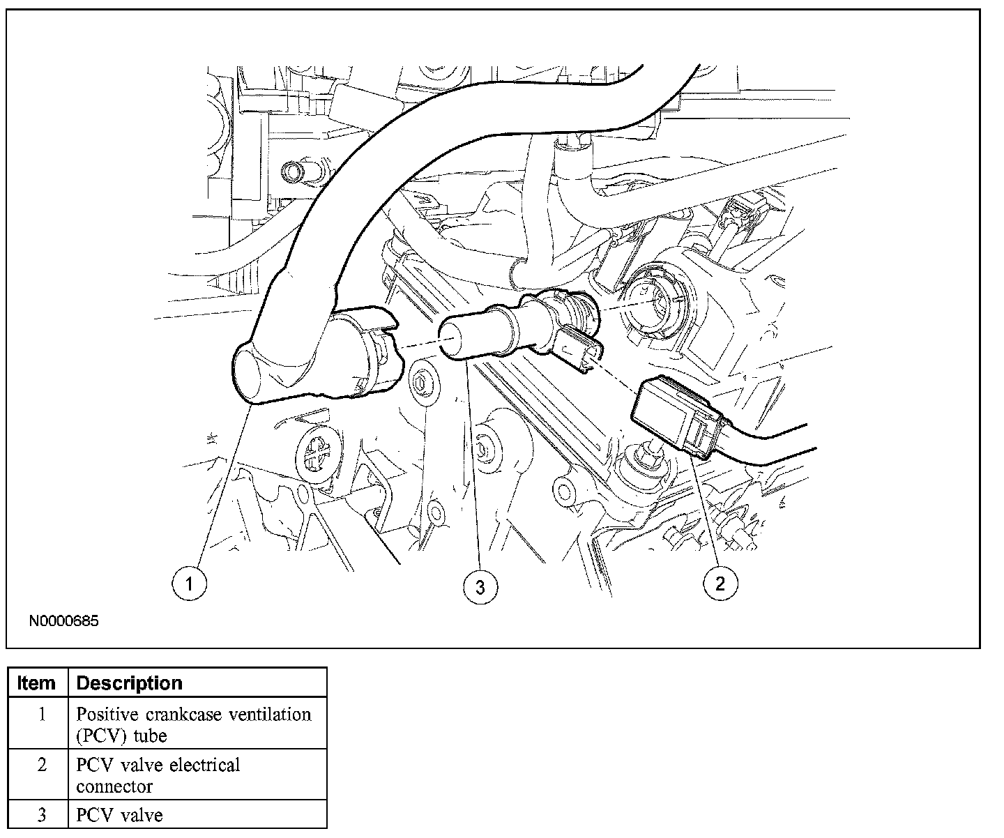 Factory diagram — Positive Crankcase Ventilation Valve