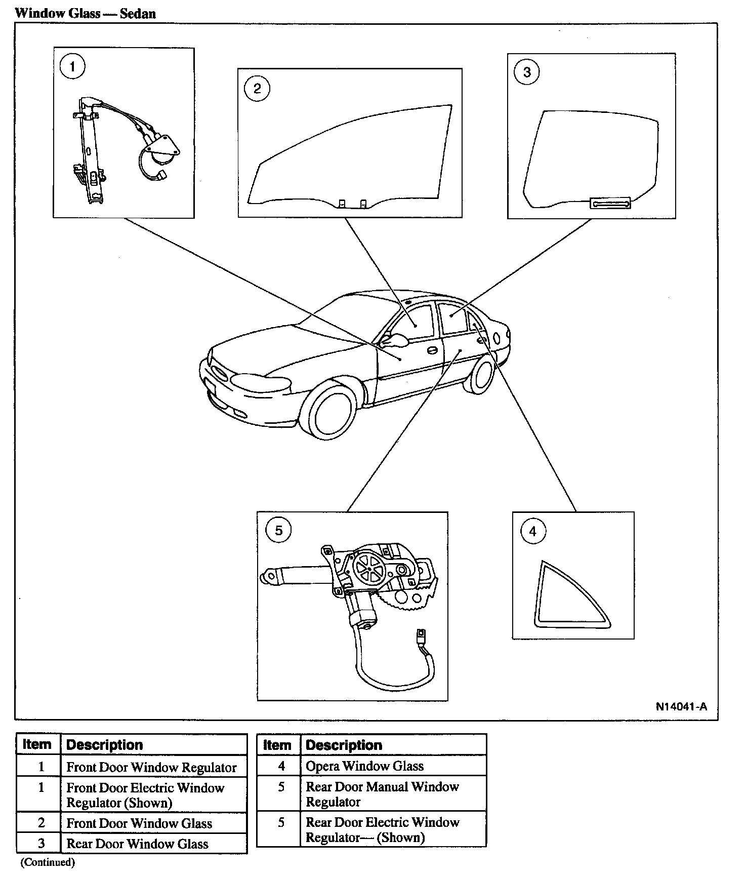 Factory diagram — Rear Door Window Regulator