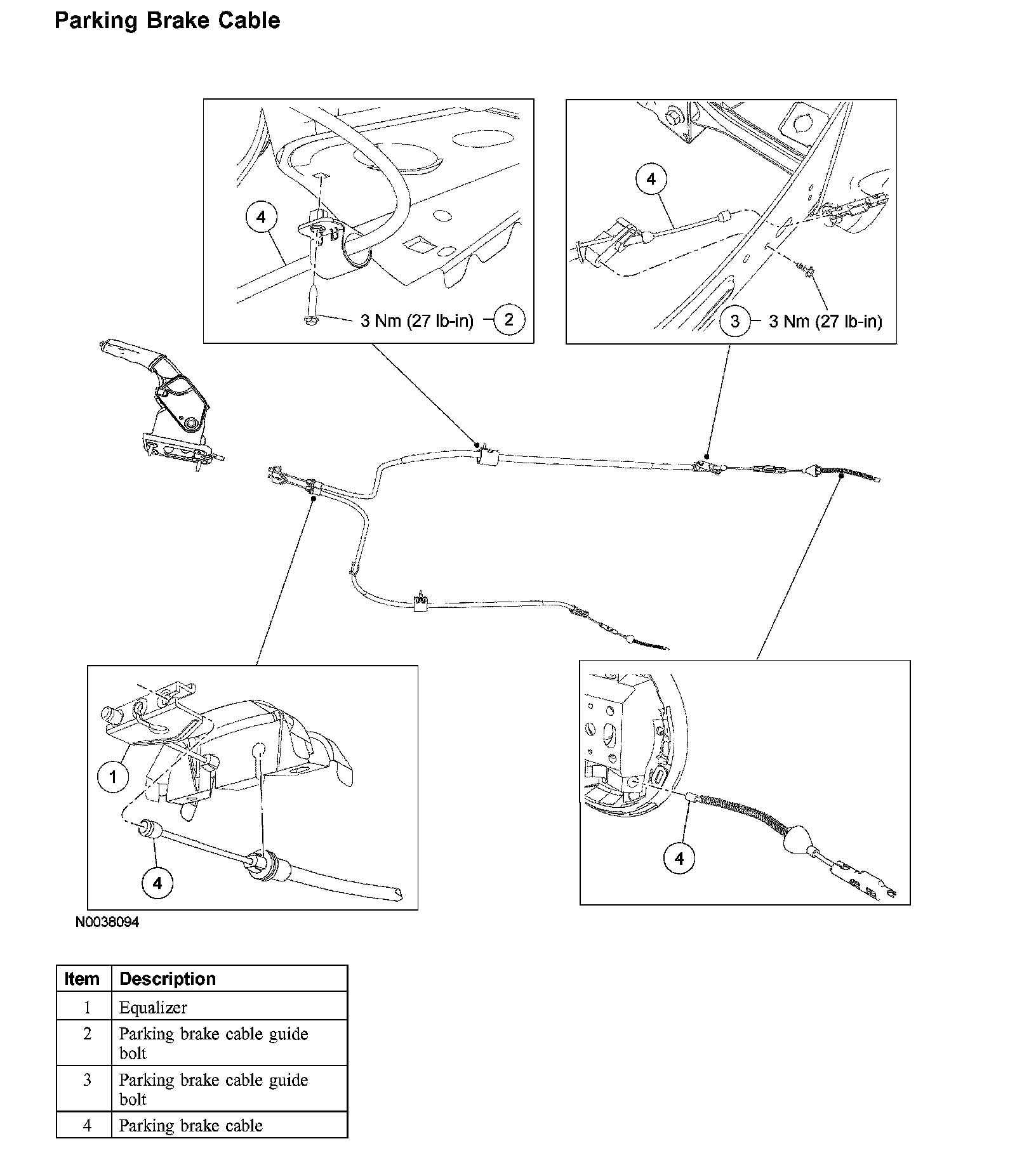 Factory diagram — Parking Brake Cable