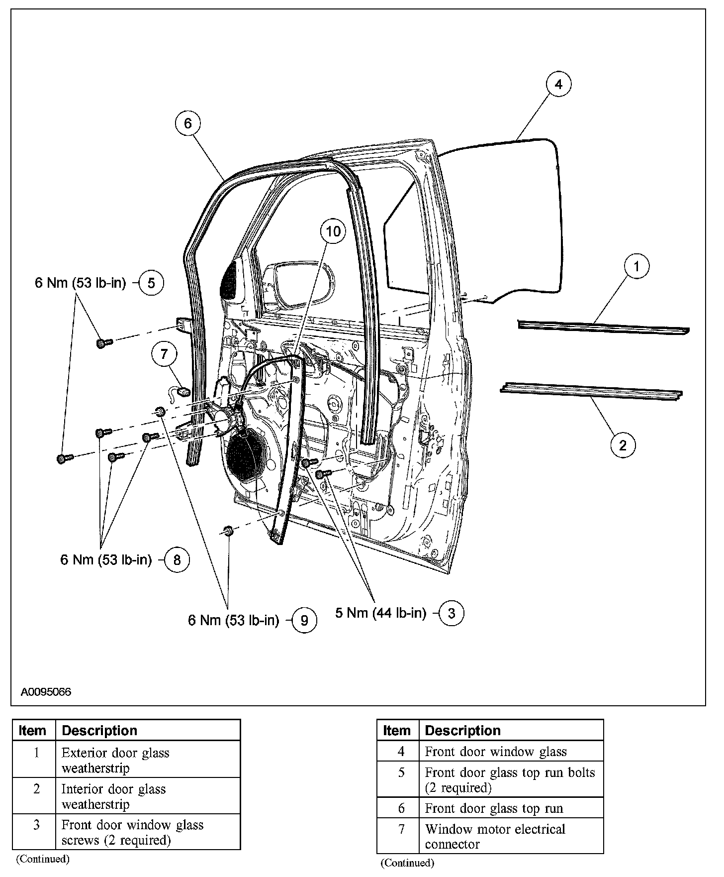 Factory diagram — Front Door Window Regulator