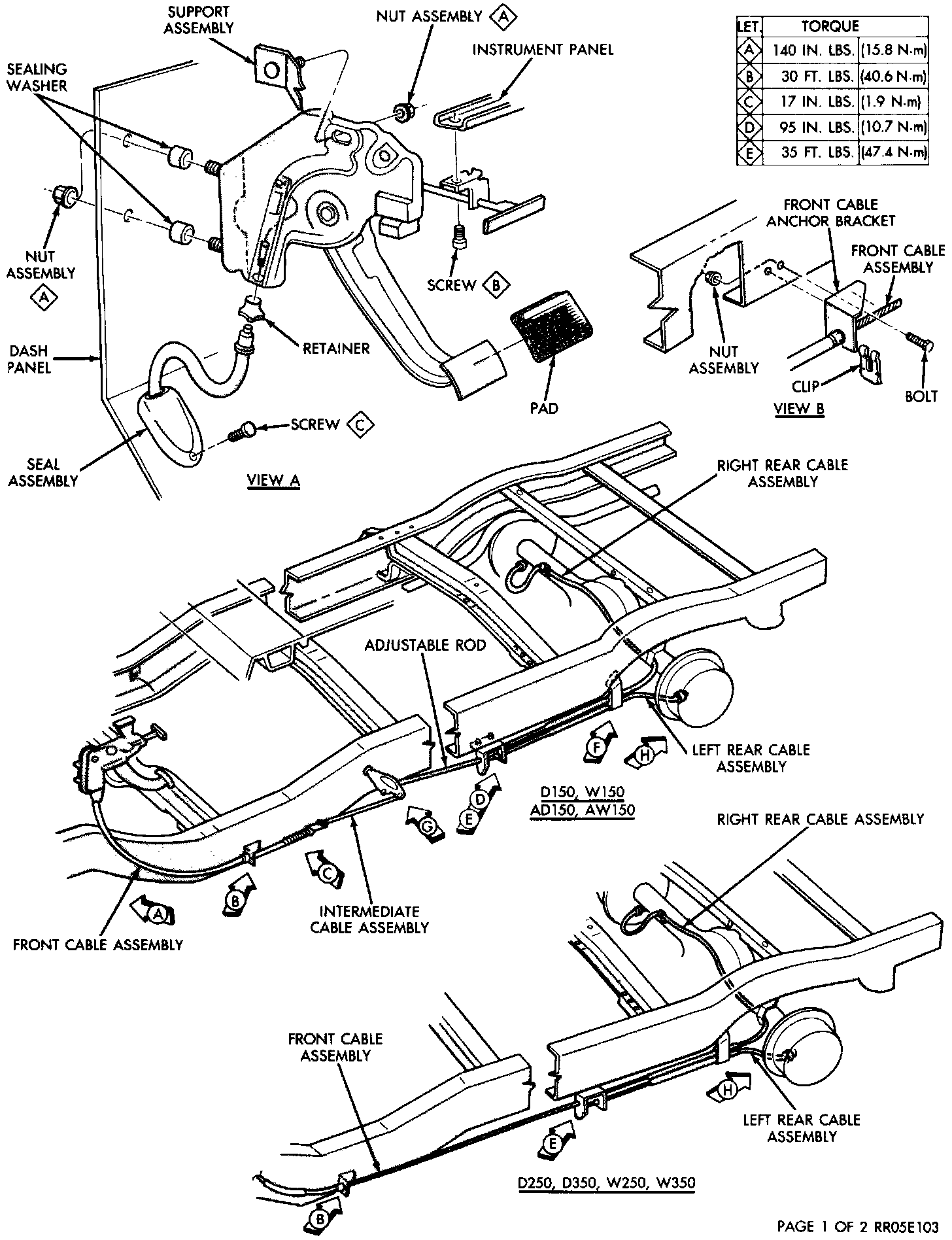 Factory diagram — Parking Brake Cable