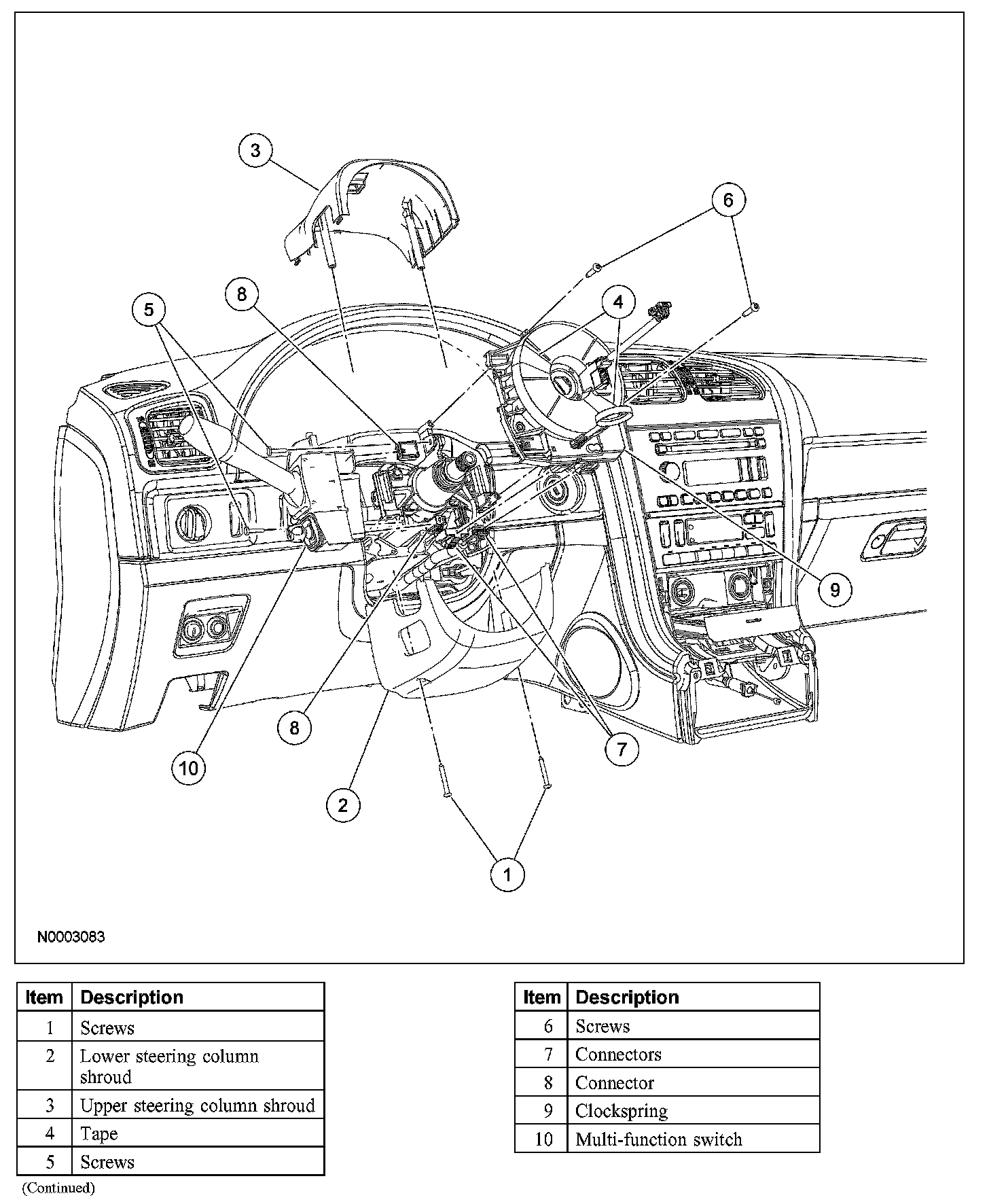 Factory diagram — Clockspring Assembly / Spiral Cable
