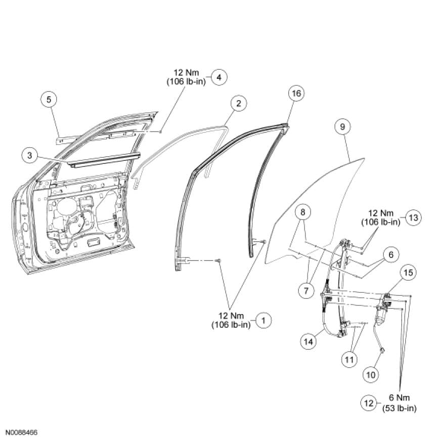 Factory diagram — Front Door Window Motor