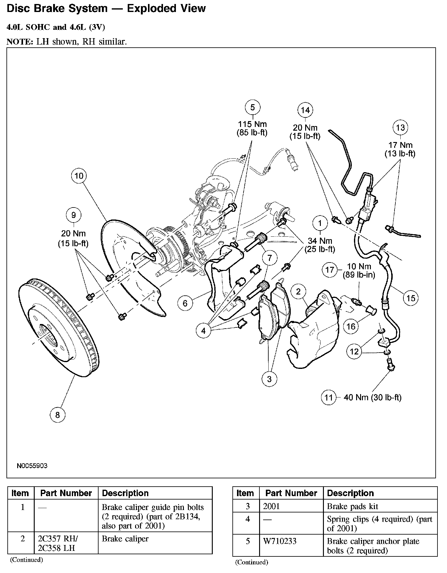 Factory diagram — Brake Caliper