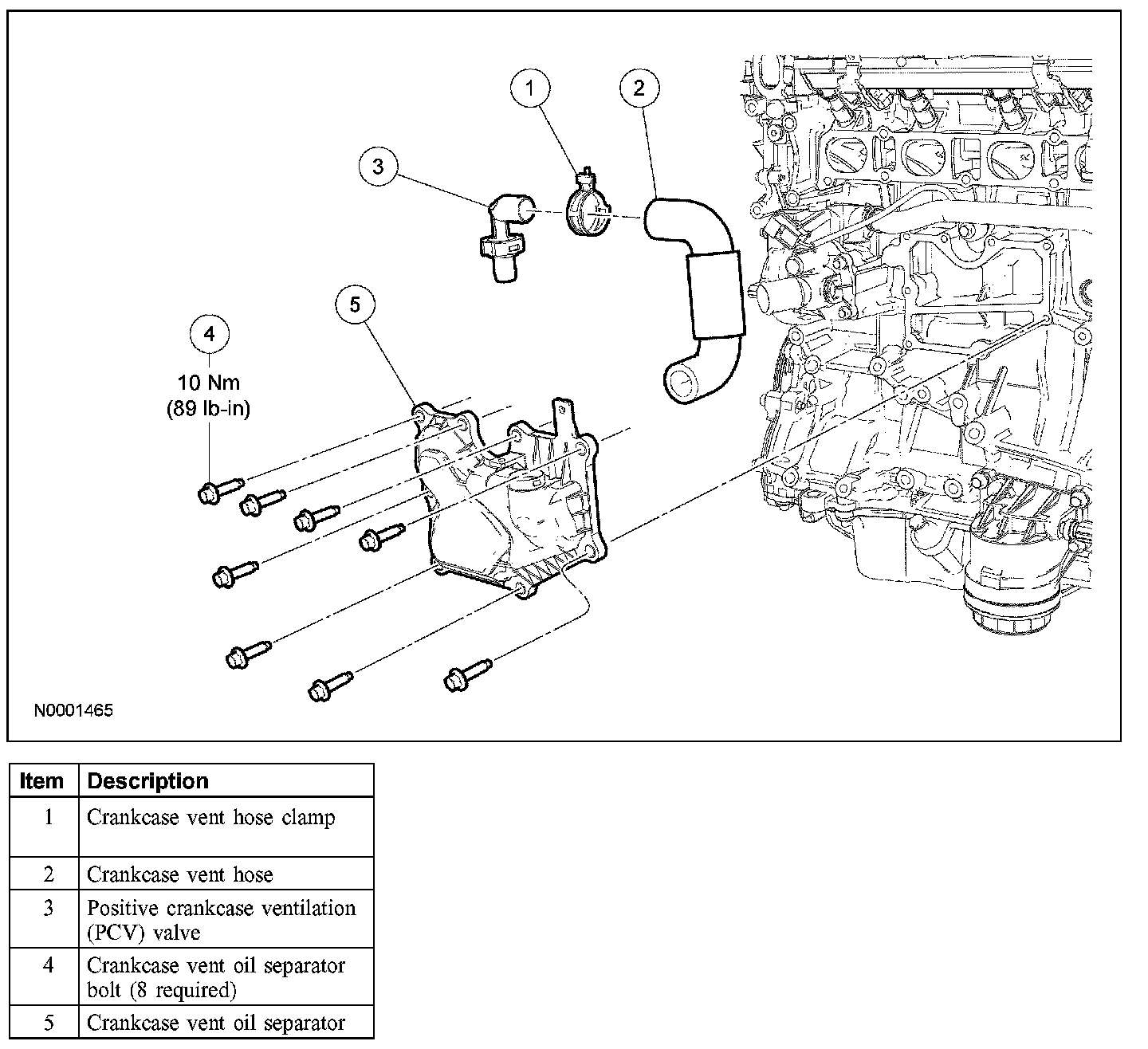 Factory diagram — Positive Crankcase Ventilation Valve